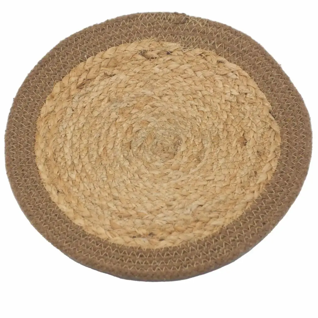 Natural Place Mat – Jute & Cotton 30cm – Natural Border | www.artisangoods.co.uk