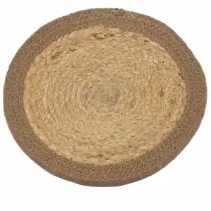 Natural Place Mat – Jute & Cotton 30cm – Natural Border | www.artisangoods.co.uk 1