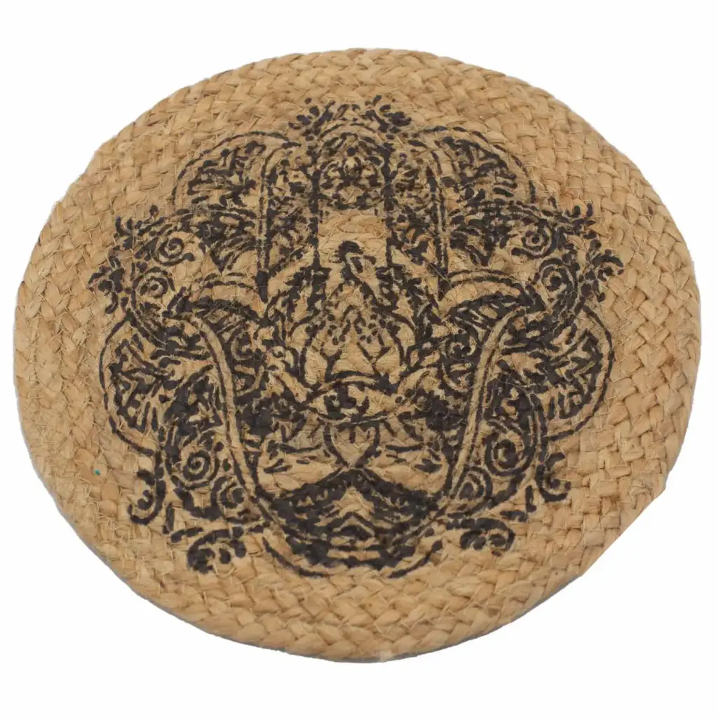 Natural Place Mat – Jute  – Hamsa Print | www.artisangoods.co.uk