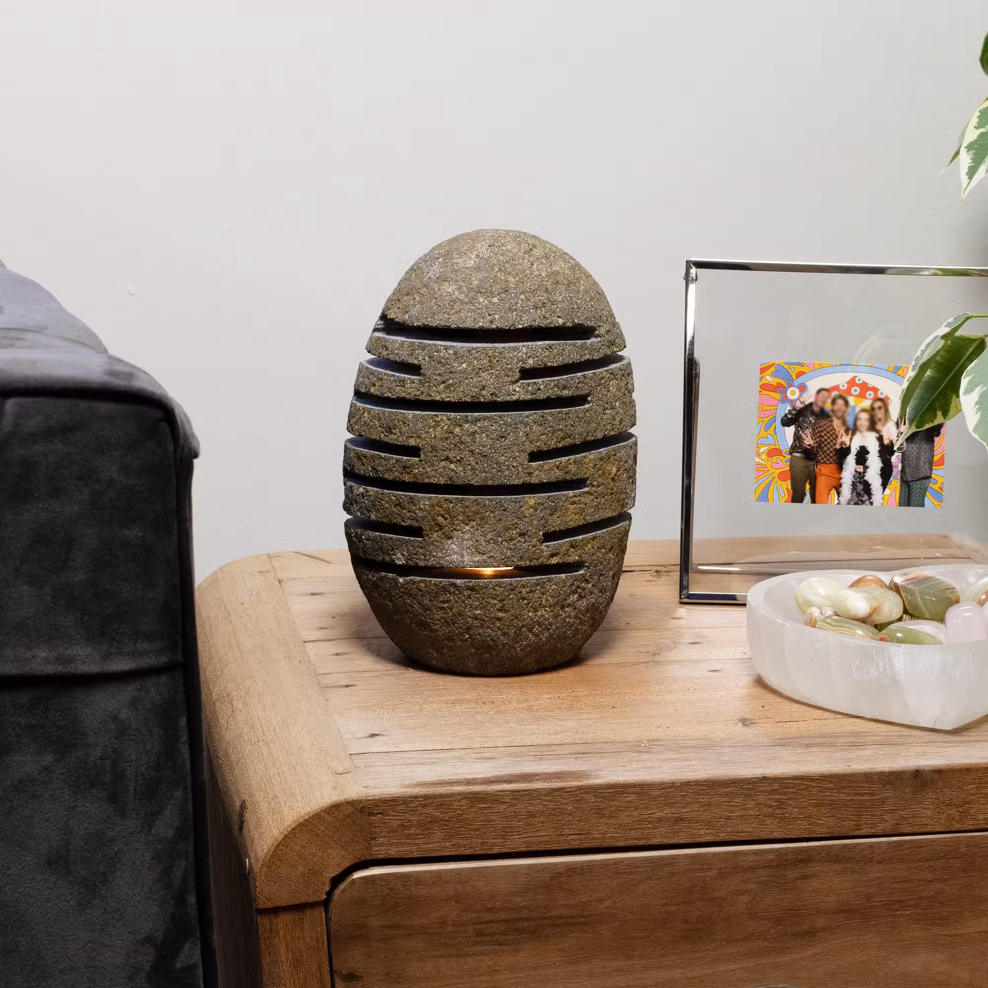 Natural Riverstone Candle Holder – Standing Stone Cut  (10x13x22cm) | www.artisangoods.co.uk 5