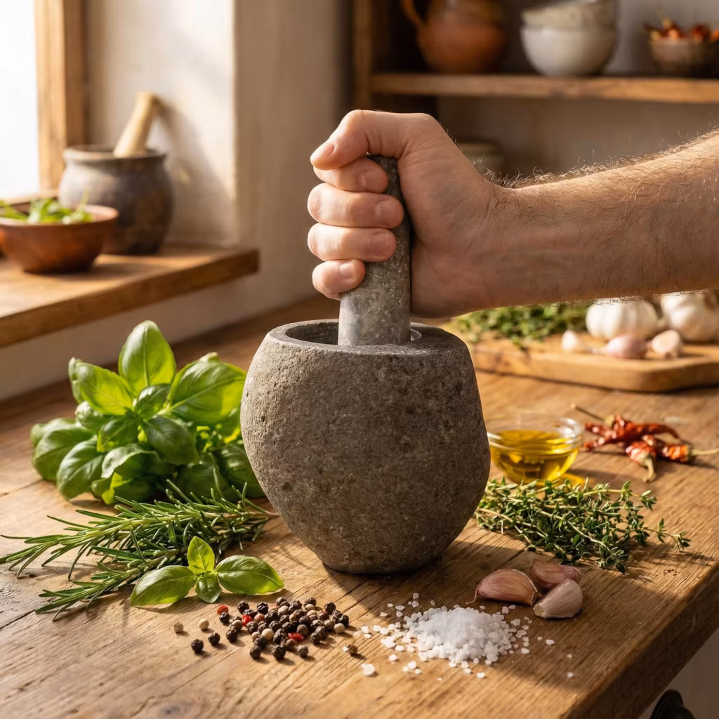 Natural Riverstone Decorative Pestle & Mortar -Medium (aprox 12x8cm) | www.artisangoods.co.uk 5