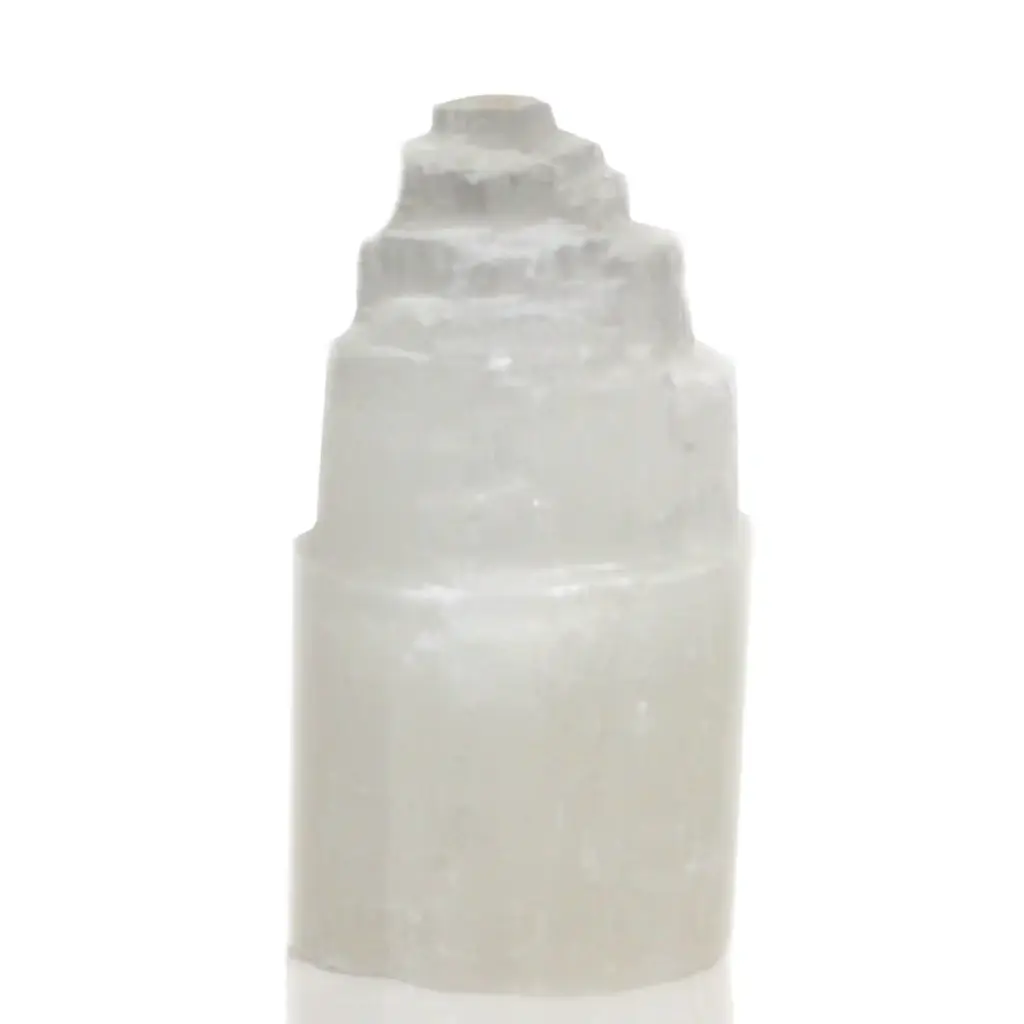Natural Selenite Tower Lamp – 15 cm | www.artisangoods.co.uk