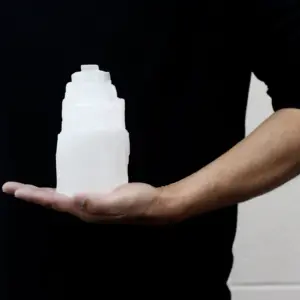 Natural Selenite Tower Lamp – 15 cm | www.artisangoods.co.uk 3