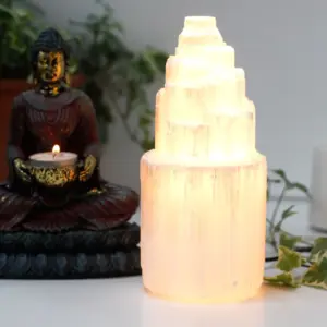 Natural Selenite Tower Lamp – 20 cm | www.artisangoods.co.uk 3