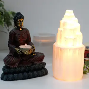 Natural Selenite Tower Lamp – 20 cm | www.artisangoods.co.uk 2