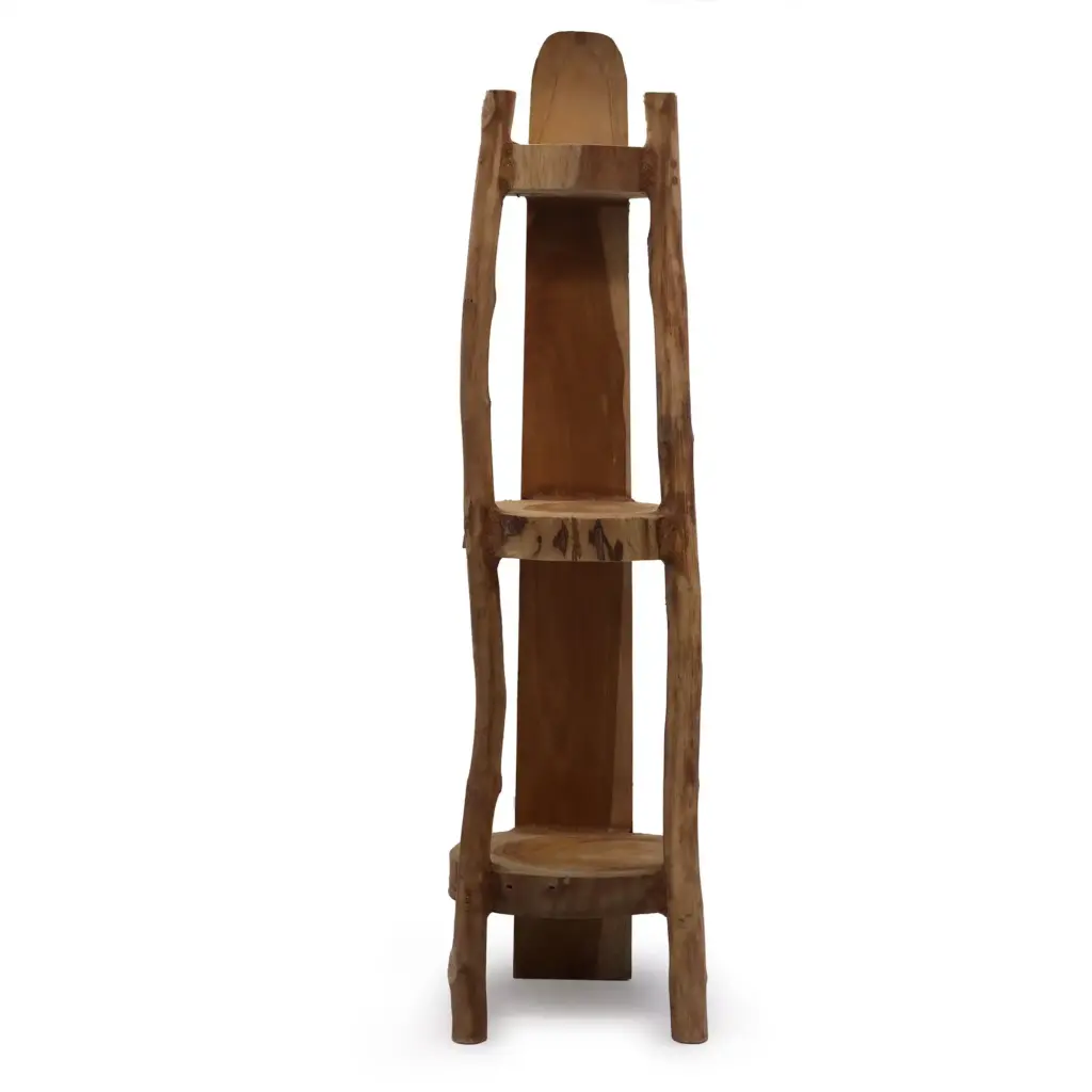 Natural Teak Corner Unit 3 Shelves – 90cm high | www.artisangoods.co.uk