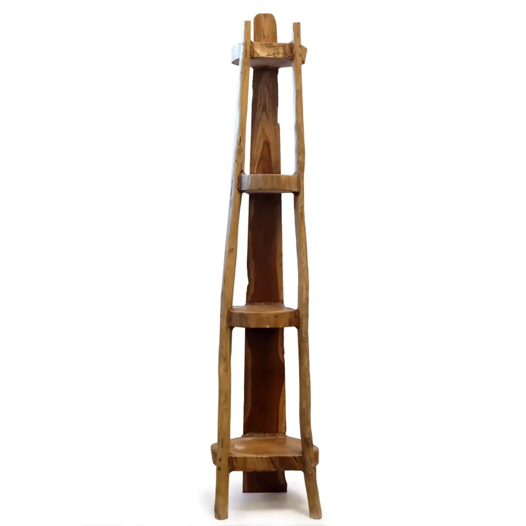 Natural Teak Corner Unit 4 Shelves – 135cm high | www.artisangoods.co.uk