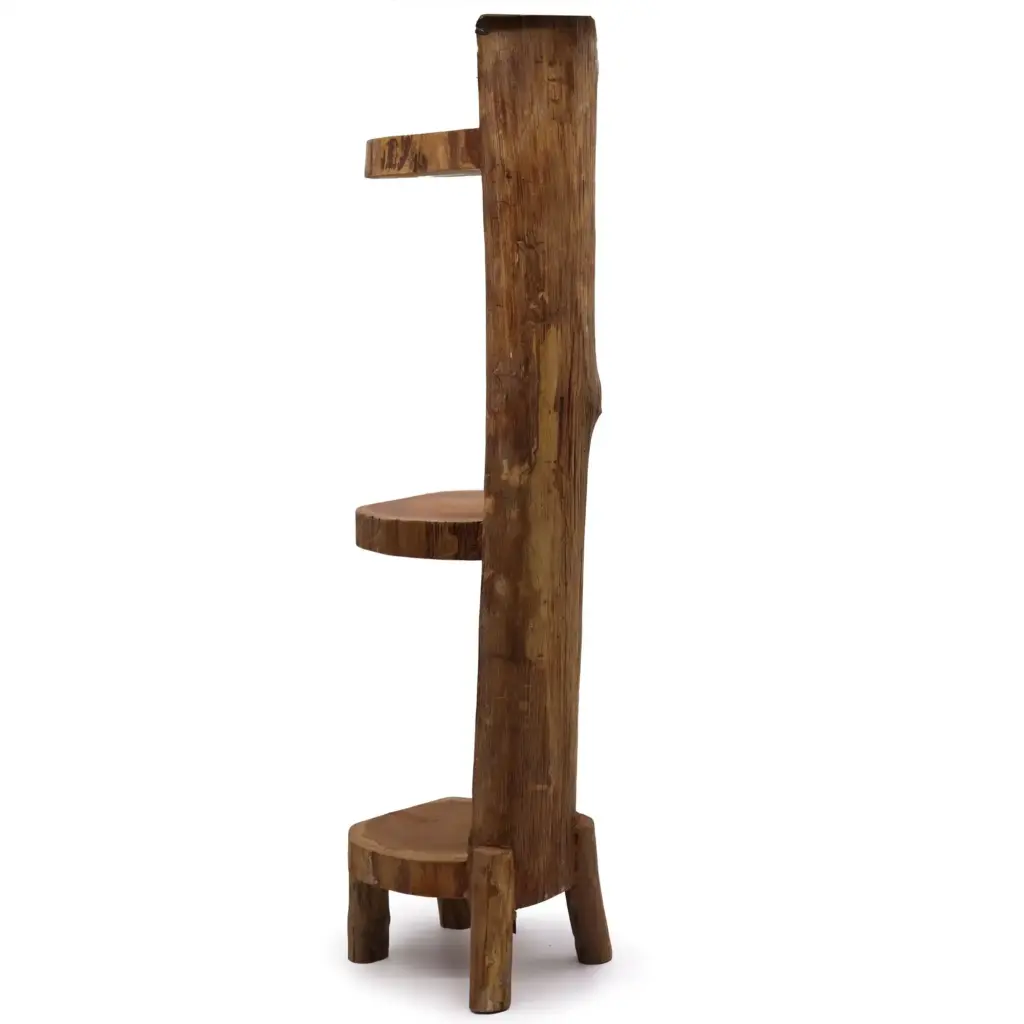 Natural Teak Log Shelve Display 3 Shelves  100cm high | www.artisangoods.co.uk 2
