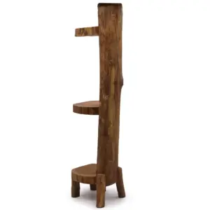 Natural Teak Log Shelve Display 3 Shelves  100cm high | www.artisangoods.co.uk 2