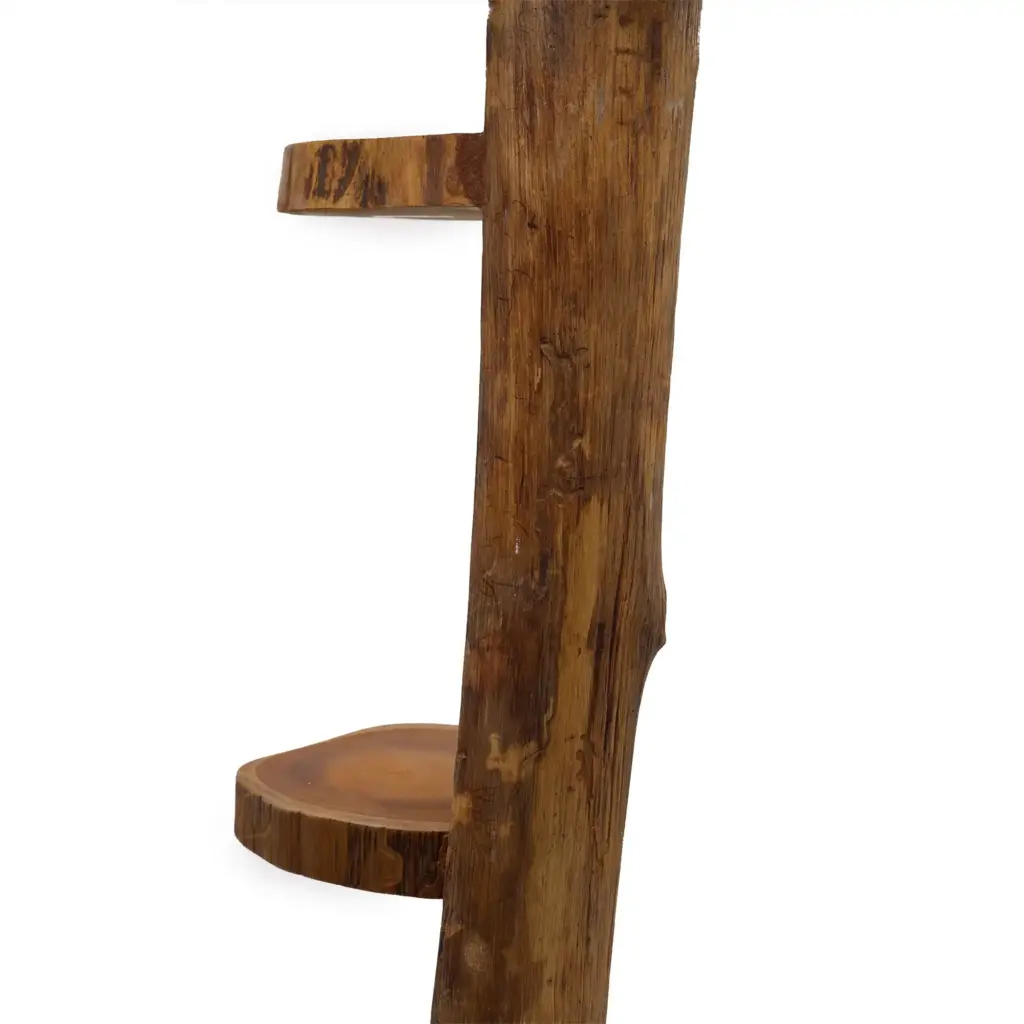 Natural Teak Log Shelve Display 3 Shelves  100cm high | www.artisangoods.co.uk 4