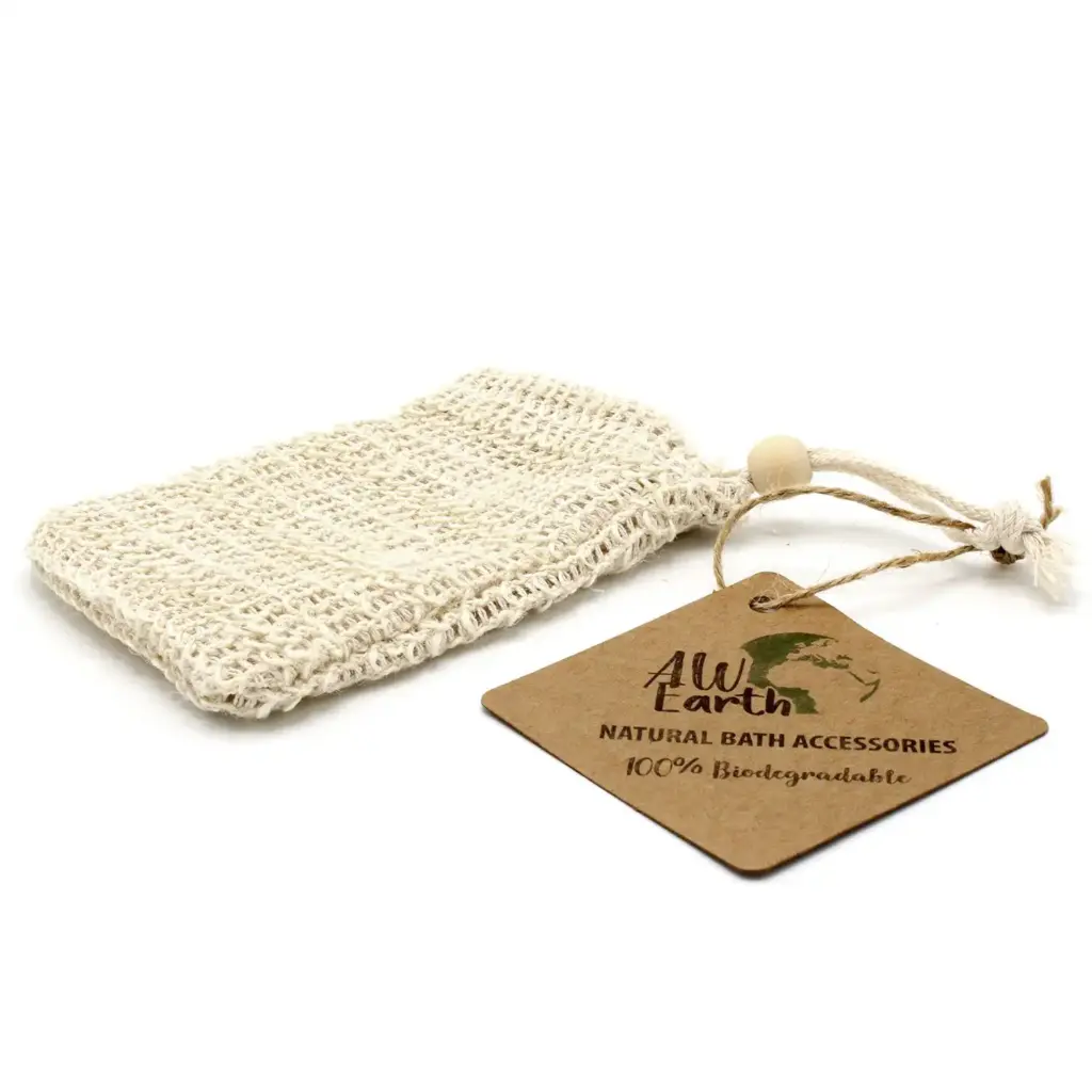 Nature Soap Bag – Washed Jute | www.artisangoods.co.uk