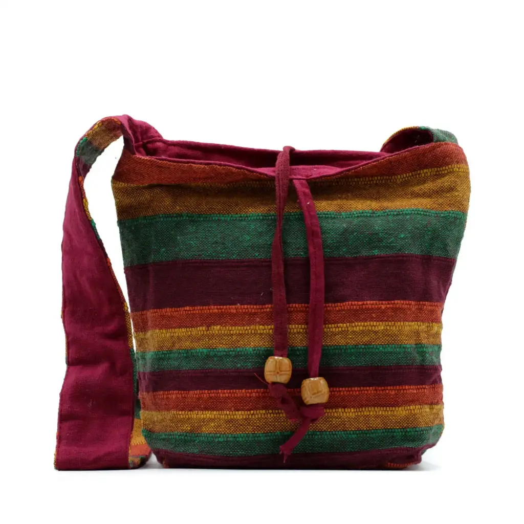 Nepal Sling Bag – Mountain Trek Tan & Greens | www.artisangoods.co.uk