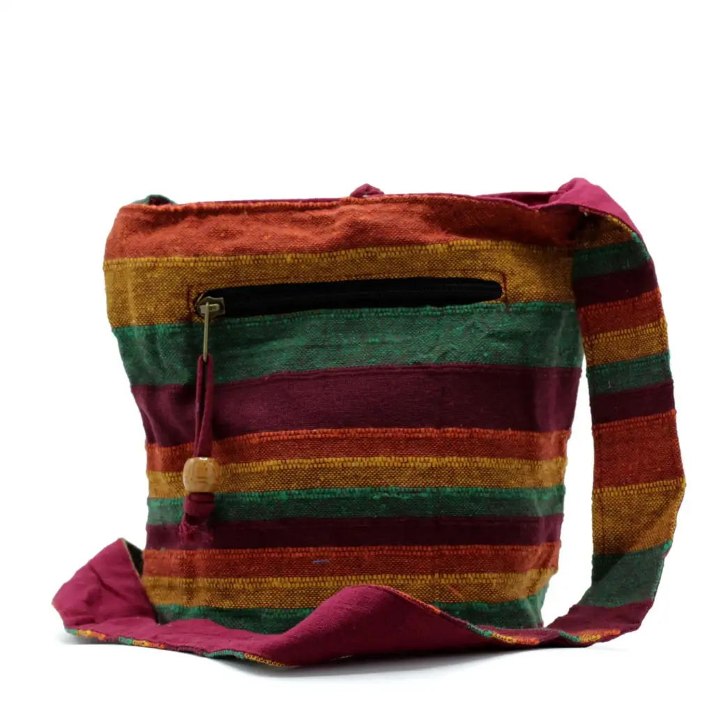 Nepal Sling Bag – Mountain Trek Tan & Greens | www.artisangoods.co.uk 2