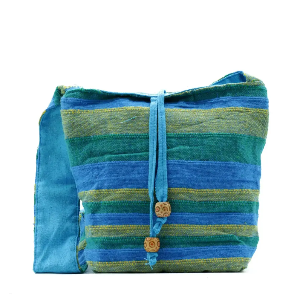 Nepal Sling Bag – Spring Meadows Green & Blue | www.artisangoods.co.uk