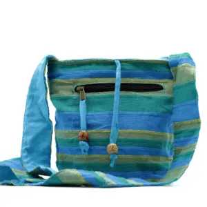 Nepal Sling Bag – Spring Meadows Green & Blue | www.artisangoods.co.uk 2