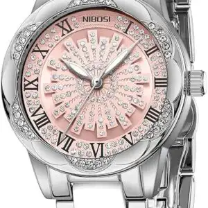 NIBOSI Analog Quartz Ladies Watch Waterproof Diamond Rotate Dial