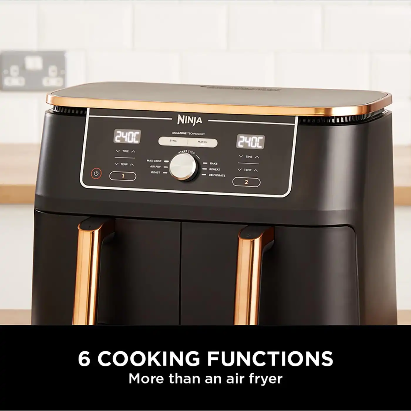 Ninja Foodi MAX Dual Zone Air Fryer 9.5 L, 6-in-1, Copper/Black
