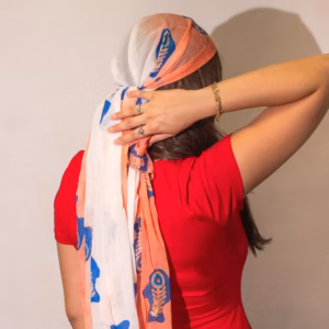 Nomad Sari Aqua Fish Scarf – Coral (180x50cm) | www.artisangoods.co.uk 2
