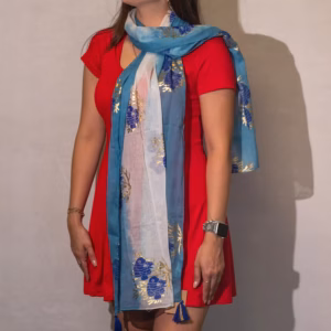 Nomad Sari Aqua Fish Scarf – Sea Blue (180x50cm) | www.artisangoods.co.uk 2