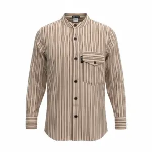 Nomad Sari Grandad Shirt - Brown Beige - Medium