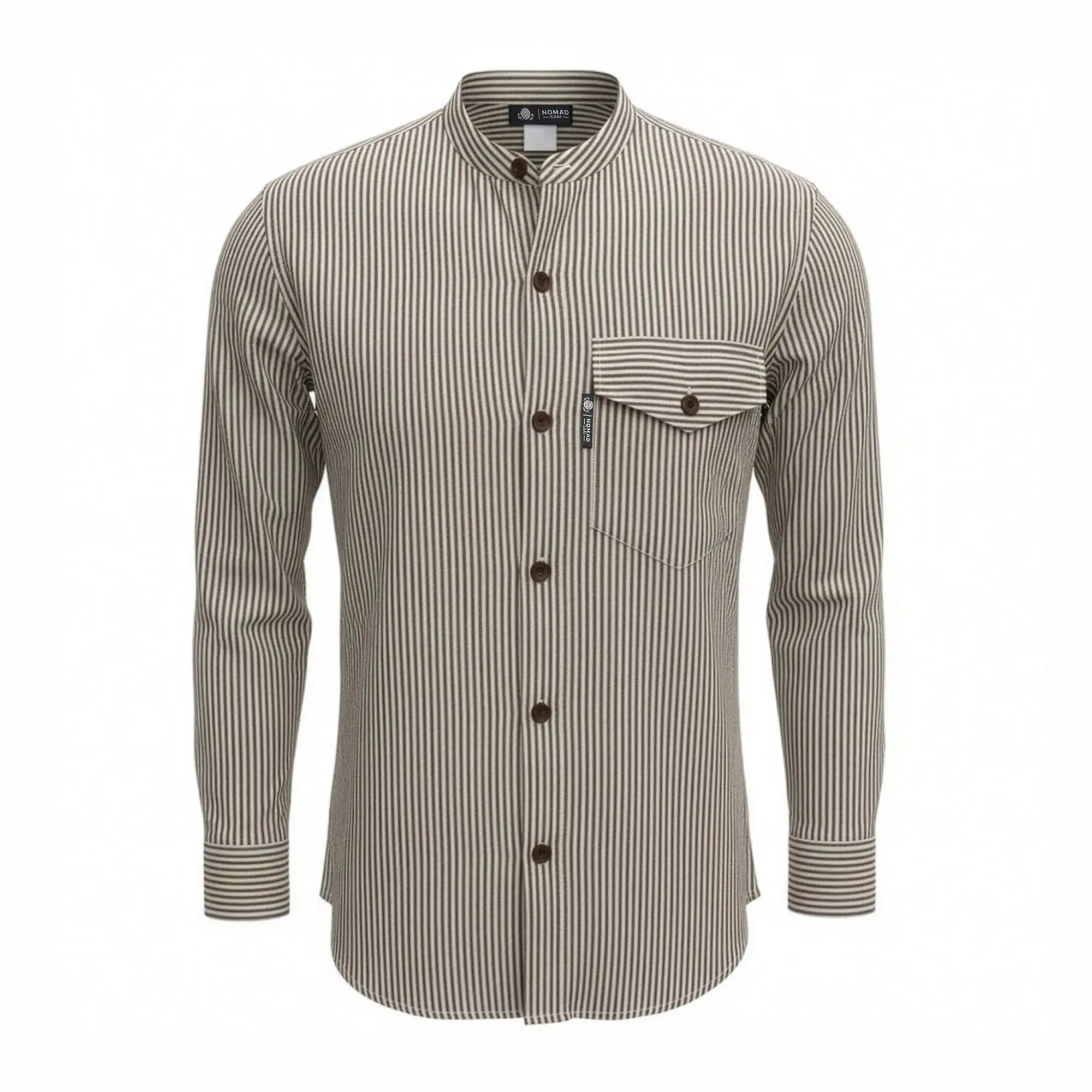 Nomad Sari Grandad Shirt - Grey Stone - Large