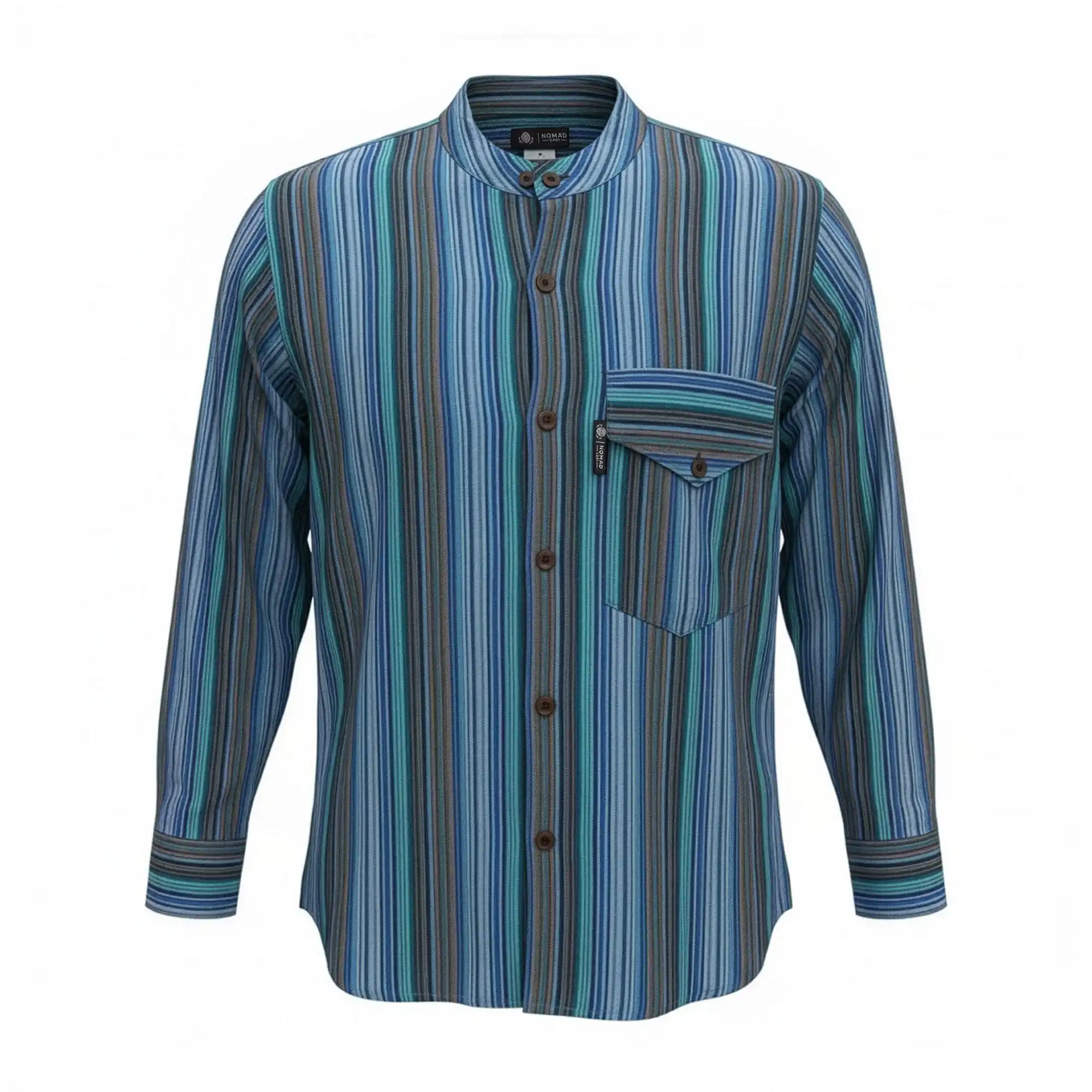 Nomad Sari Grandad Shirt - Turquoise - Large
