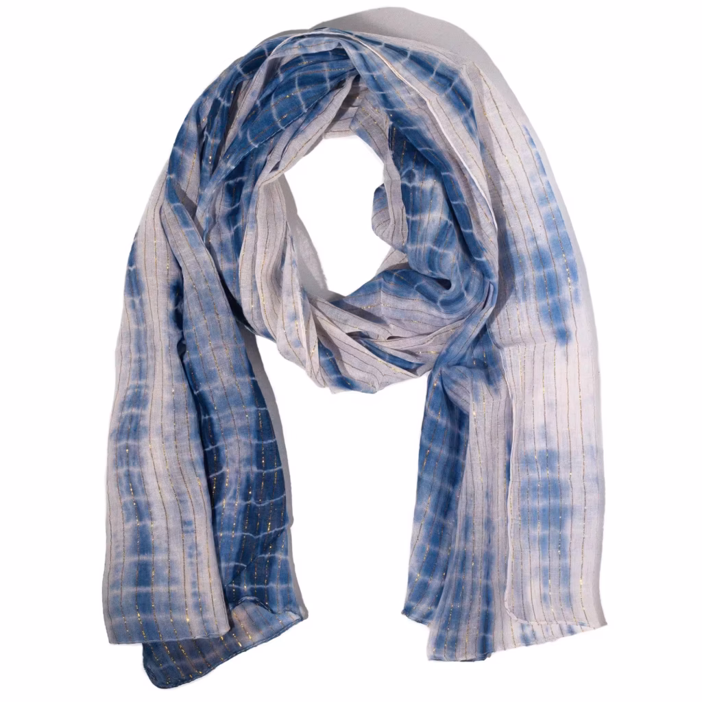 Nomad Sari Party Shine Scarf – Dusky Blue (180×50cm) | www.artisangoods.co.uk