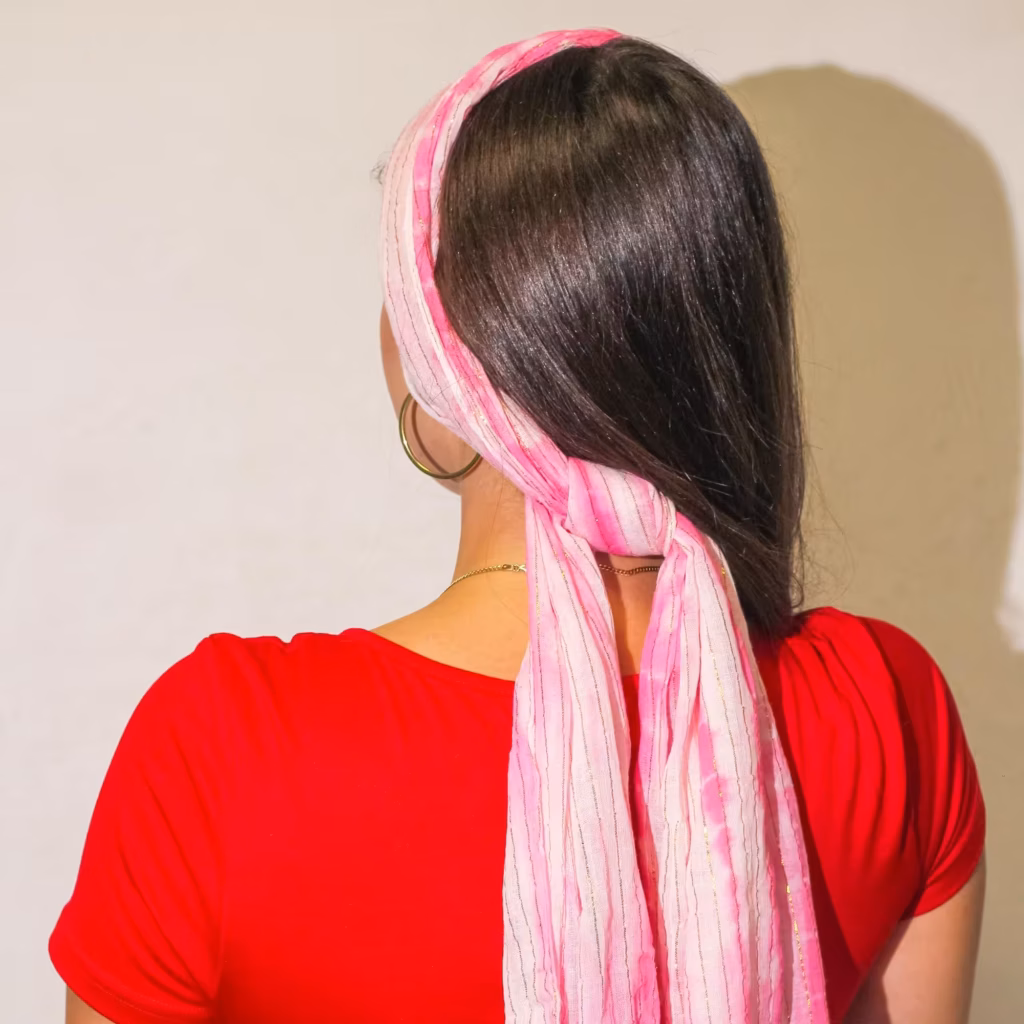 Nomad Sari Party Shine Scarf – Perfect Pink (180×50cm) | www.artisangoods.co.uk 2