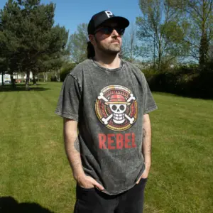 Nomad Sari Stonewashed Cotton T-Shirt - Rebel - Charcoal - Large