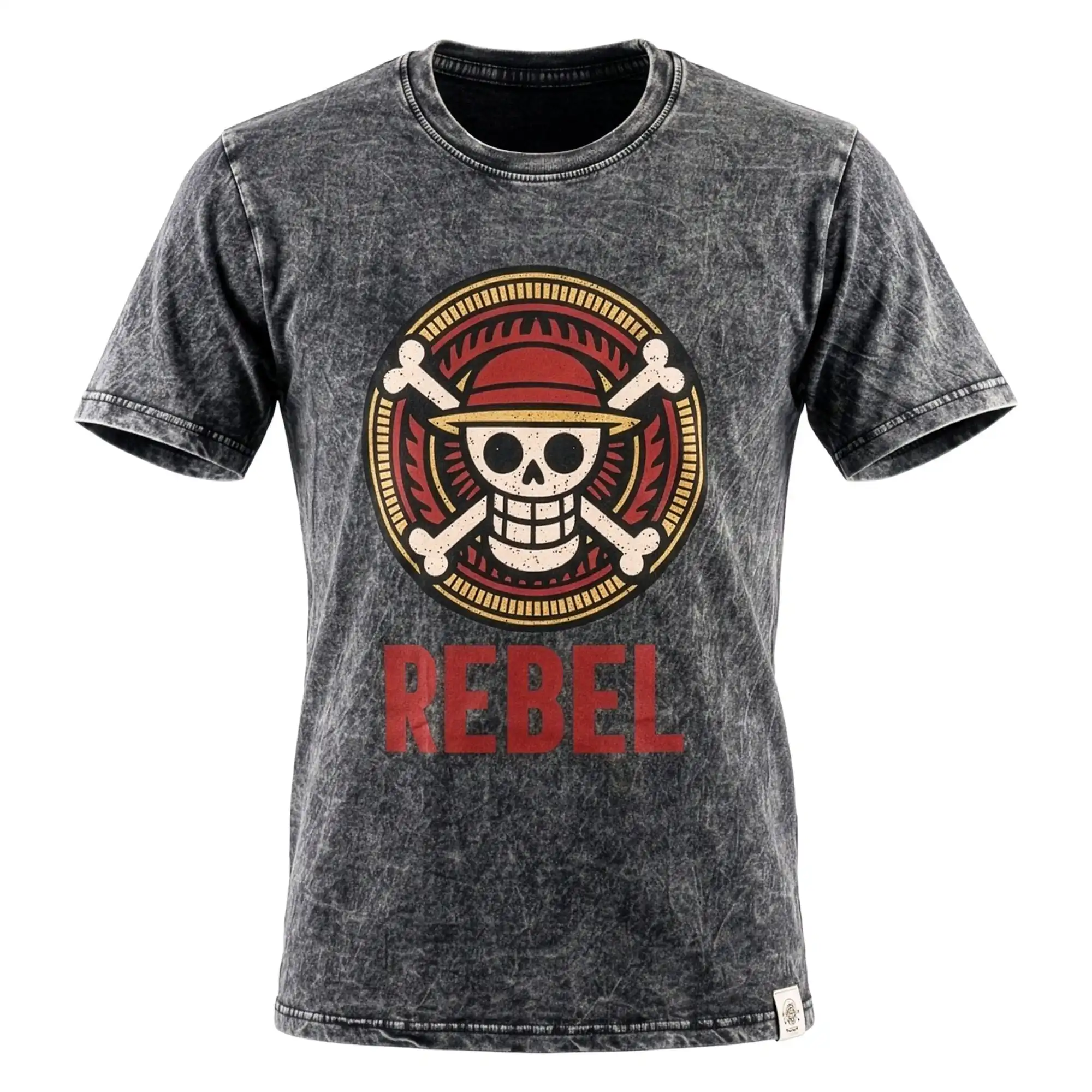 Nomad Sari Stonewashed Cotton T-Shirt - Rebel - Charcoal - Large