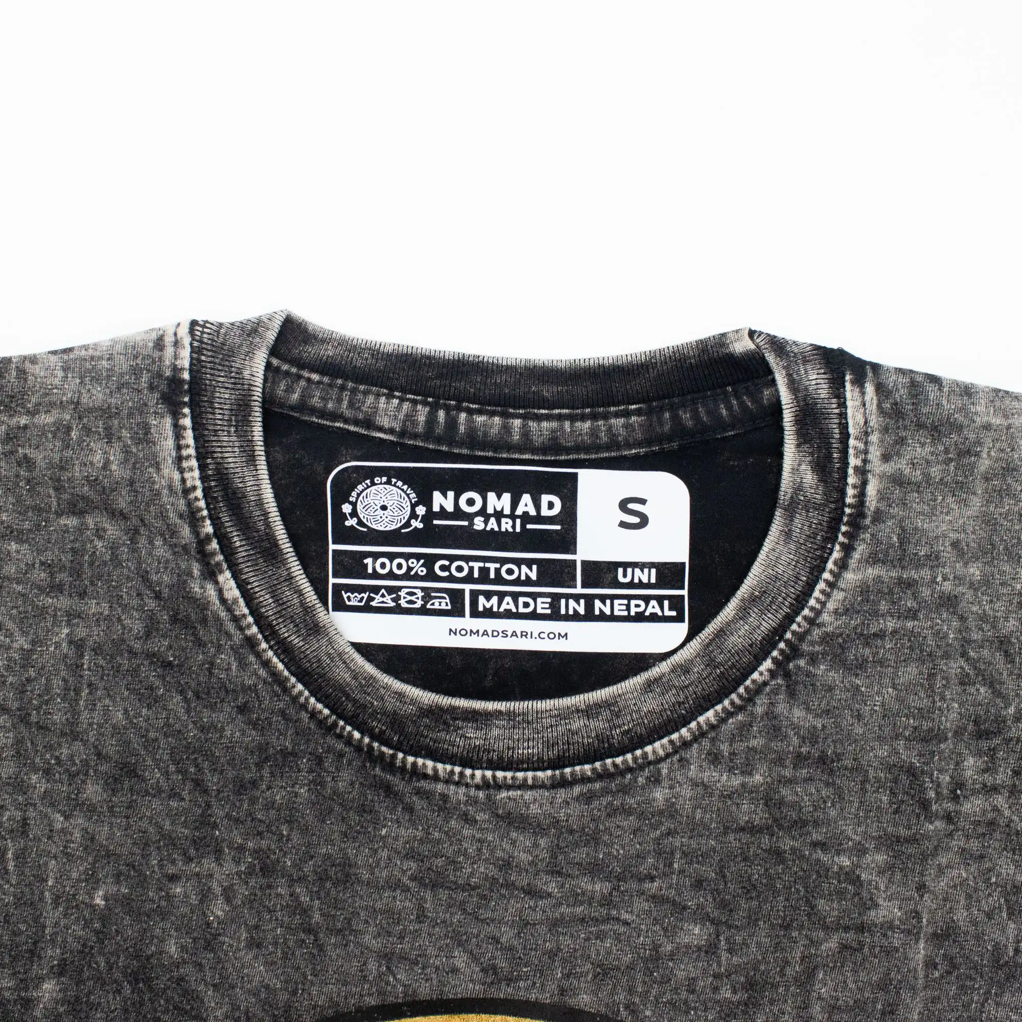 Nomad Sari Stonewashed Cotton T-Shirt - Rebel - Charcoal - Small