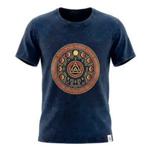 Nomad Sari Stonewashed Cotton T-Shirt - Stay Wild Moon Child - Blue - Large