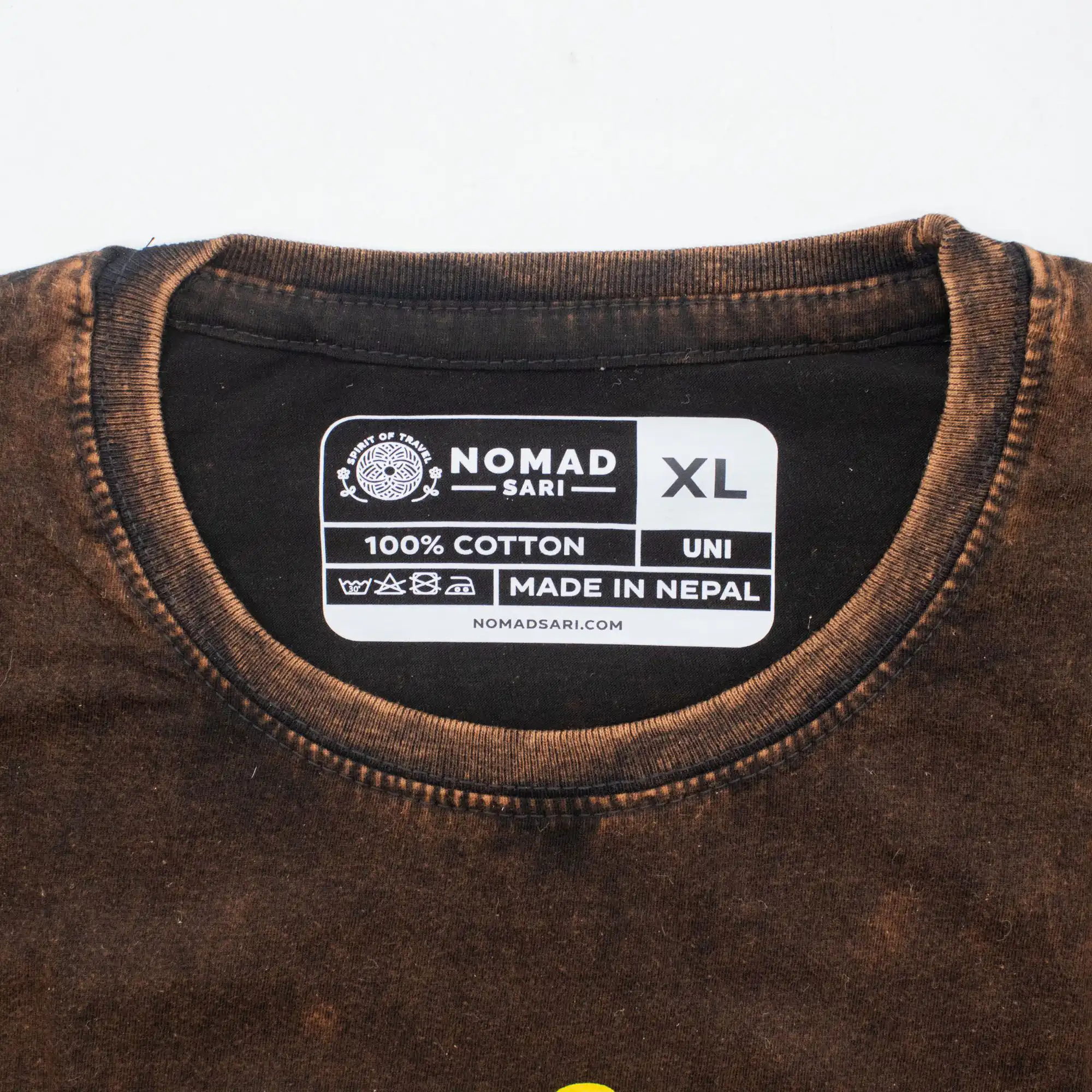 Nomad Sari Stonewashed Cotton T-Shirt - Sun & Zodiac - Brown - XL