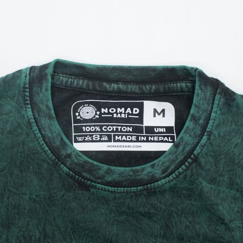 Nomad Sari Stonewashed Cotton T-Shirt – Tree of Life – Green – Medium | www.artisangoods.co.uk