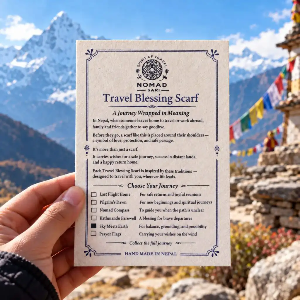 Nomad Sari - Travel Blessing Scarf - 170x50cm - Sky Meets Earth