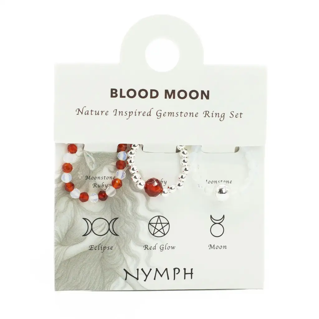 Nymph Spirit Gemstone Ring Set - Blood Moon