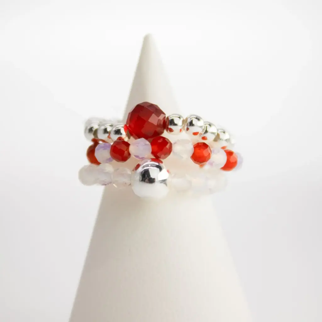 Nymph Spirit Gemstone Ring Set - Blood Moon