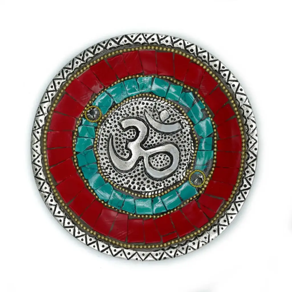 Om Plate Tibetan Decor Cone & Stick Holder | www.artisangoods.co.uk