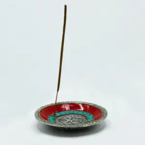Om Plate Tibetan Decor Cone & Stick Holder | www.artisangoods.co.uk 2