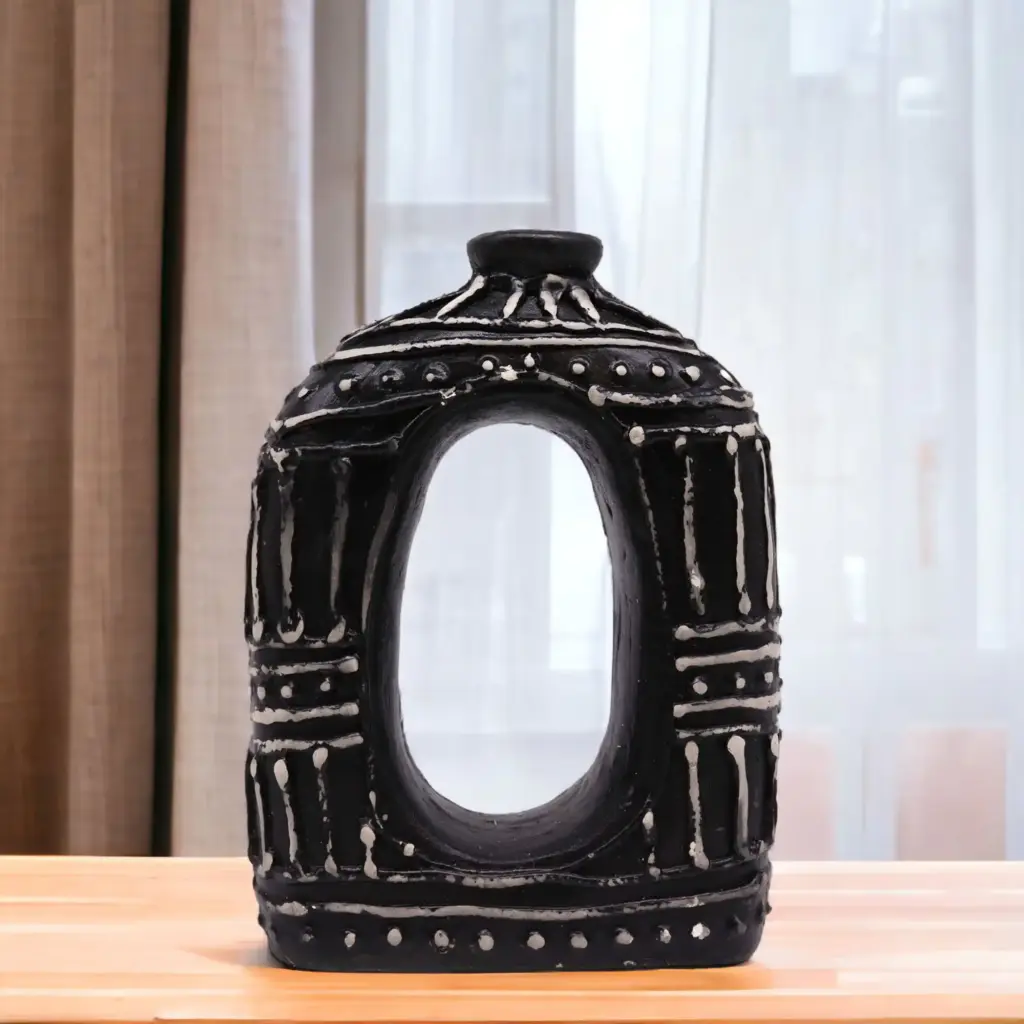 Oval Donut Shaped Vase – Chocolate 23cm | www.artisangoods.co.uk 3