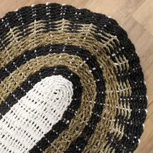 Oval Seagrass Black, White & Tan – Classic – 60x120cm | www.artisangoods.co.uk 2