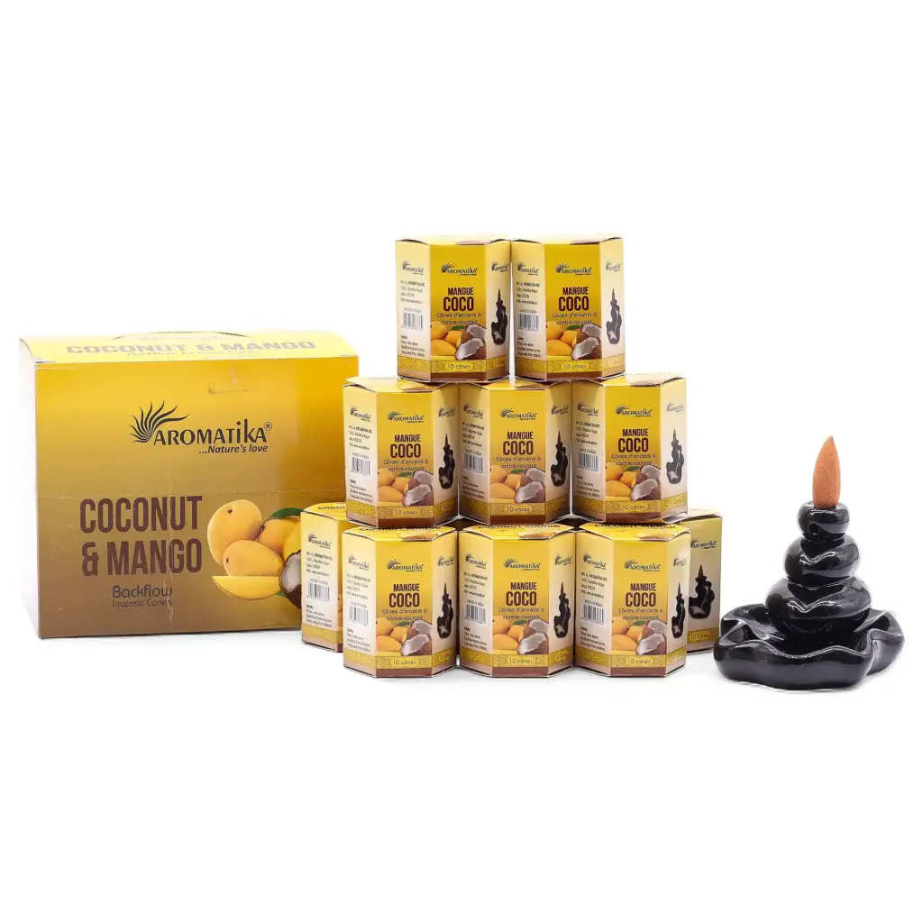 Pack of 10 Masala Backflow Incense – Coconut & Mango | www.artisangoods.co.uk 4 Pack of 10 Masala Backflow Incense – Coconut & Mango | www.artisangoods.co.uk 4