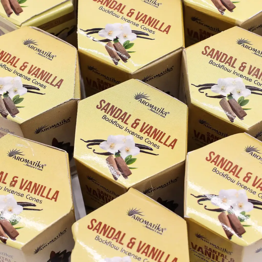 Pack of 10 Masala Backflow Incense – Sandalwood & Vanilla | www.artisangoods.co.uk 4 Pack of 10 Masala Backflow Incense – Sandalwood & Vanilla | www.artisangoods.co.uk 4
