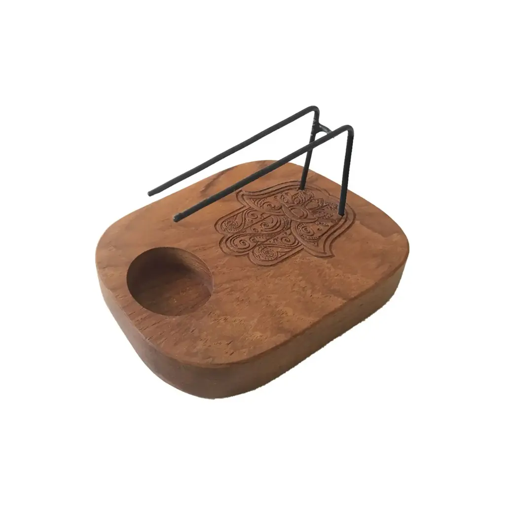 Palo Santo Heater – Teak Wood – Hamsa Design | www.artisangoods.co.uk