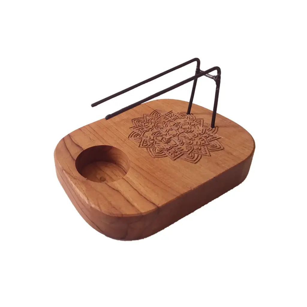 Palo Santo Heater – Teak Wood – Mandala Design | www.artisangoods.co.uk