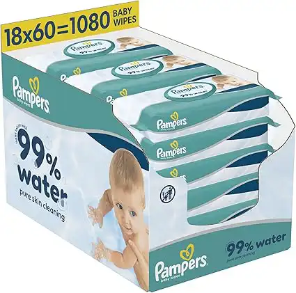 Pampers 99% Water Baby Wipes, 1080 Count