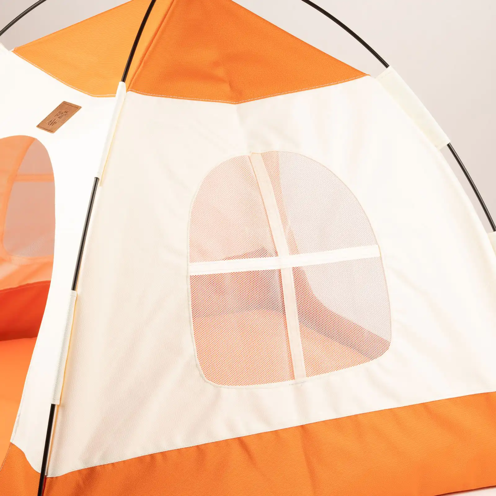 PAW Bed – Beige & Orange Tent – 58 × 58 × 48cm