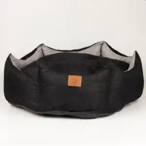 PAW Bed – Large Royal Crown – Black & Grey – 60 × 60 × 26cm