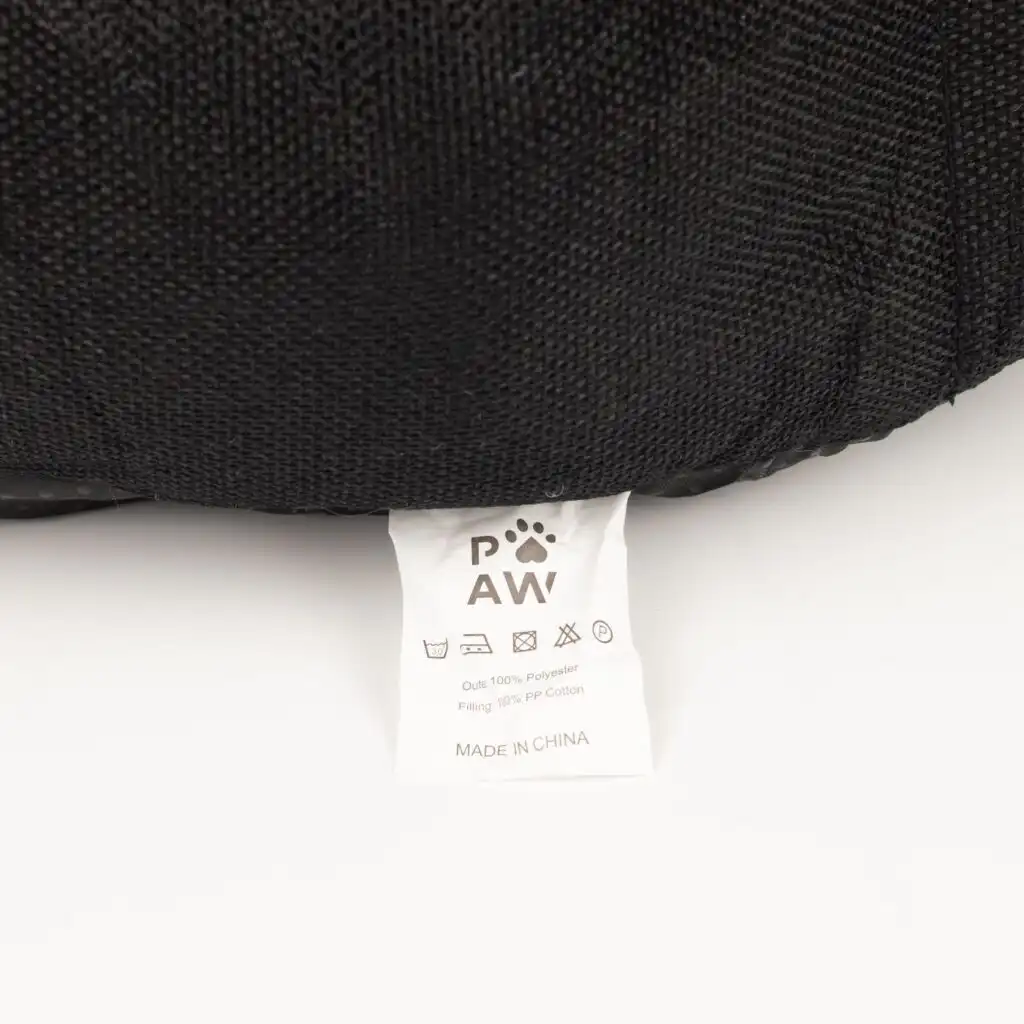 PAW Bed – Large Royal Crown – Black & Grey – 60 × 60 × 26cm