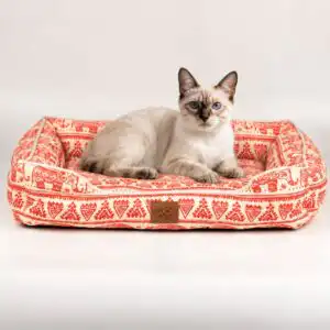 PAW Bed – Lucky Elephant – Red – 60 × 50 × 14cm